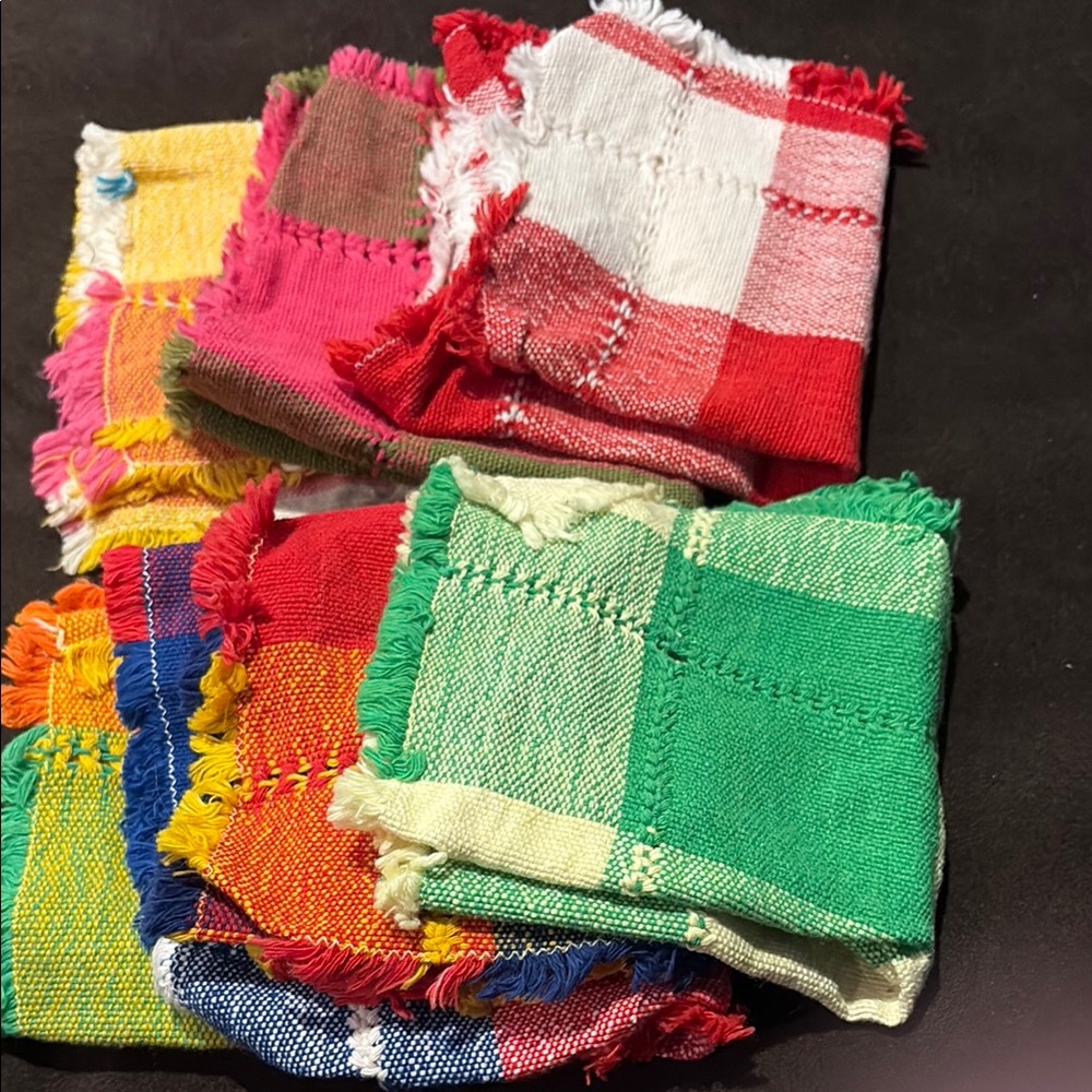 7 Unique Vintage Multicolor Plaid Napkins 7
